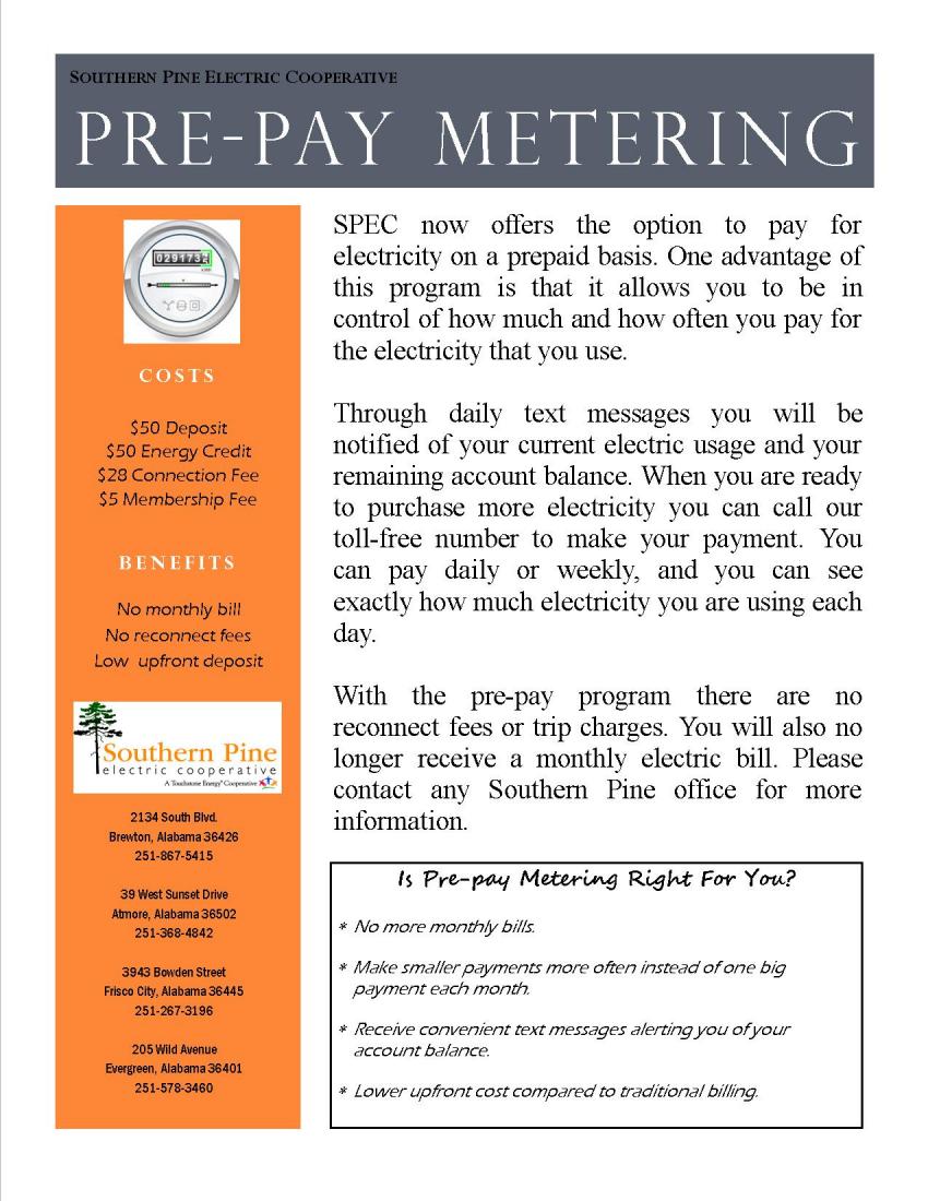 PrePay Program Southern Pine Electric Cooperative